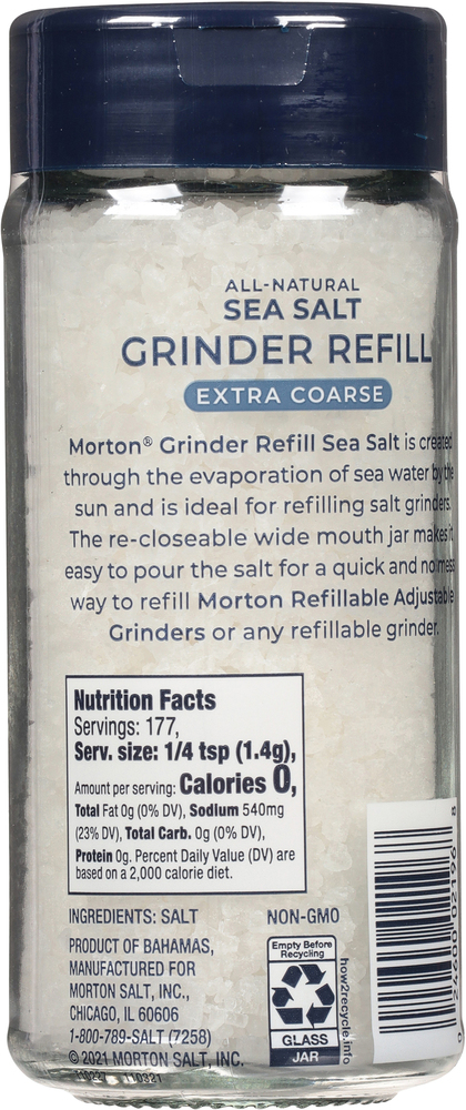 Morton All-Natural Grinder Refill Extra Coarse Sea Salt-Planogram-Back