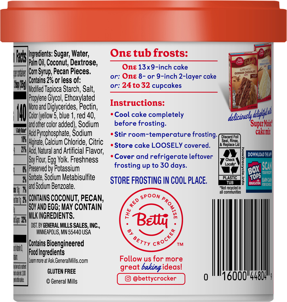 Betty Crocker Frosting, Rich & Creamy, Coconut PecanPlanogramBack