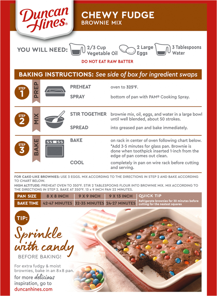 Duncan Hines Brownie Mix, Chewy Fudge, Family SizePlanogramBack