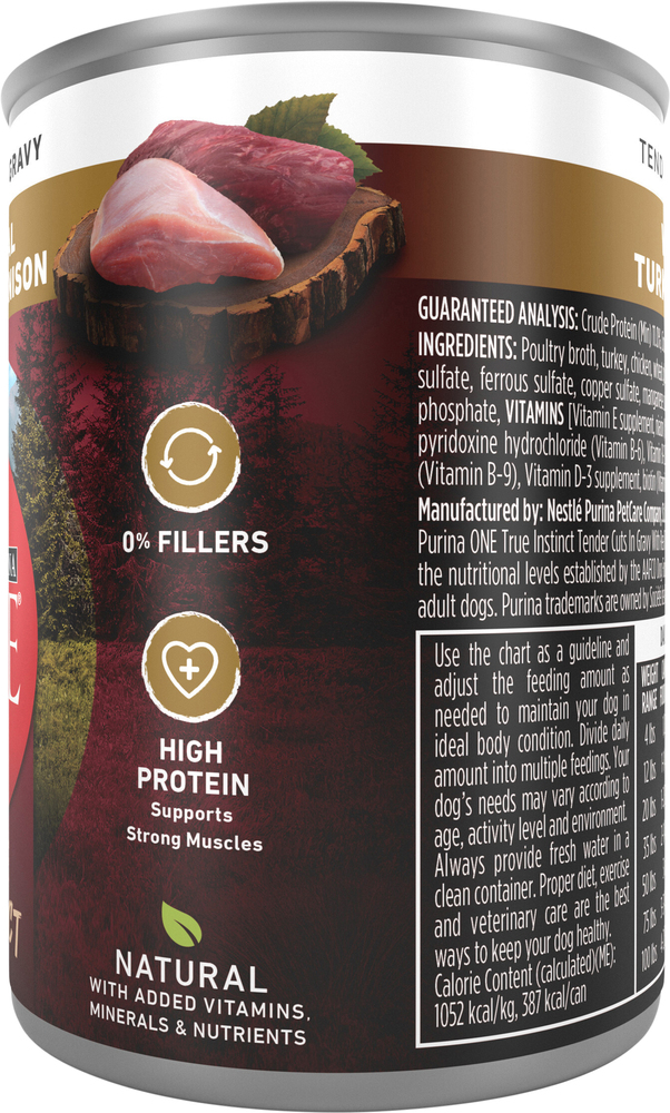 Purina One True Instinct Dog Food Tender Cuts in Gravy with Real Turkey Venison Adult