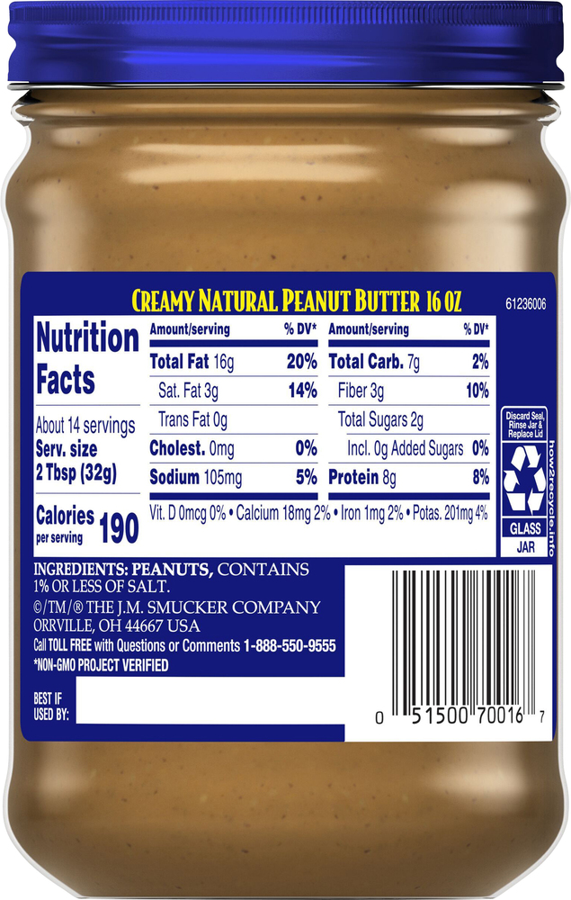 Adams Peanut Butter, CreamyPlanogramBack