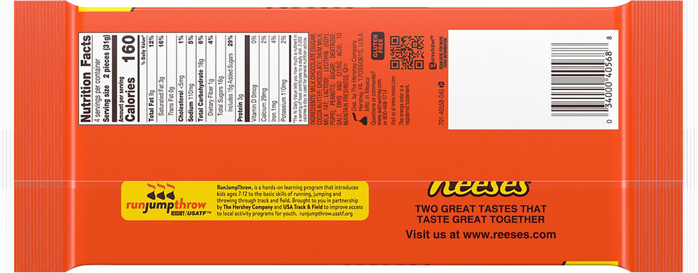 REESE'S Milk Chocolate Peanut Butter Cups Snack Size Candy, 124g