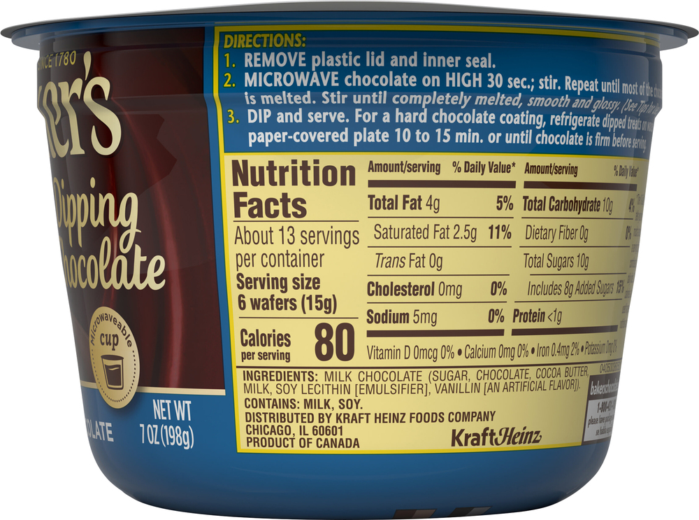 Baker's Dipping Chocolate, Real Milk ChocolatePlanogramRight