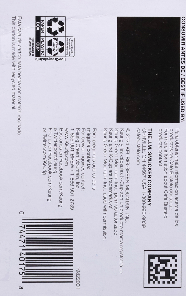 Cafe Bustelo Coffee Dark Roast Espresso Style K Cup Pods