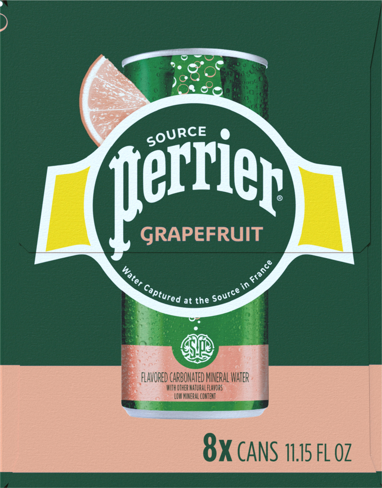 Perrier Mineral Water, Carbonated, Grapefruit