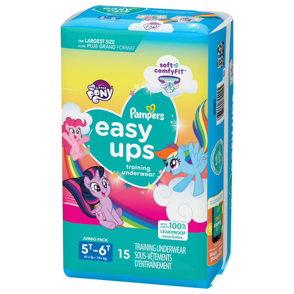 Pampers Easy Ups Training Underwear Girls, Size 7 5T-6T, 15 Count