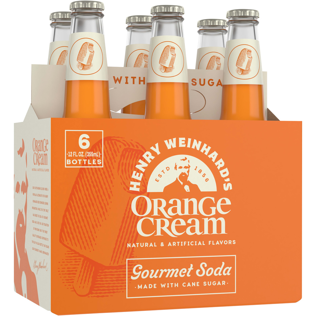 Henry Weinhard's Gourmet Soda, Orange Cream, 6 Pack