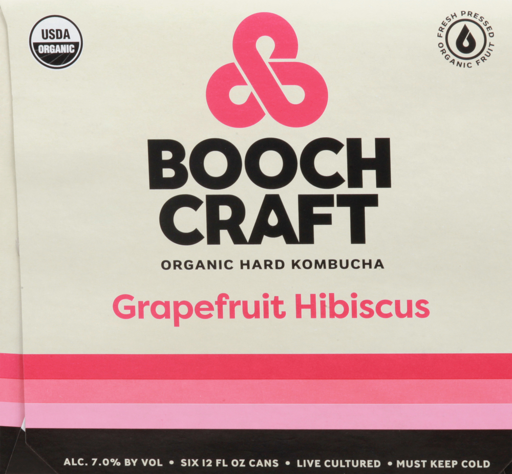 Boochcraft Hard Kombucha, Organic, Grapefruit Hibiscus