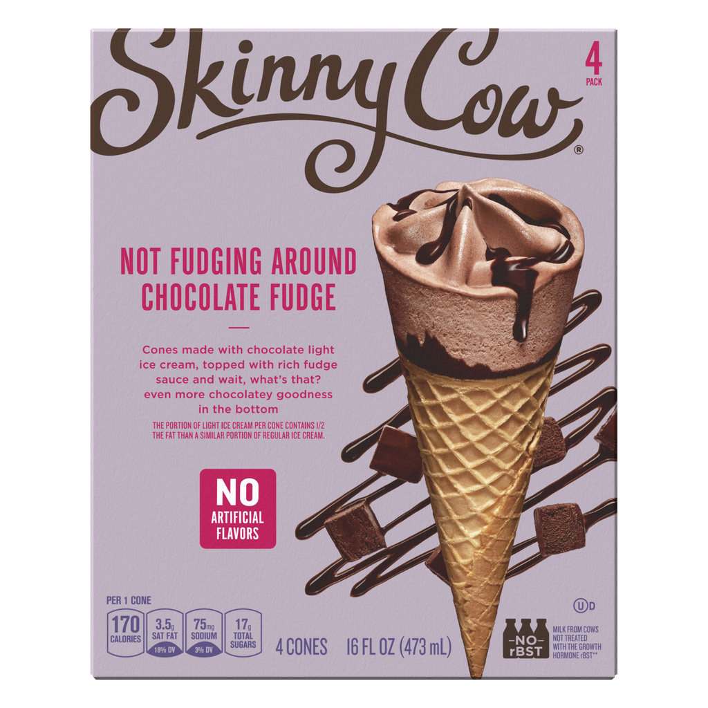 Skinny Cow Ice Cream Cones, Not Fudging Around Chocolate Fudge, 4 PackHero