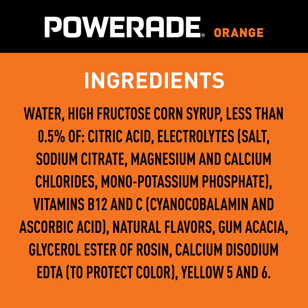 Powerade Orange Sports Drink-Ingredients