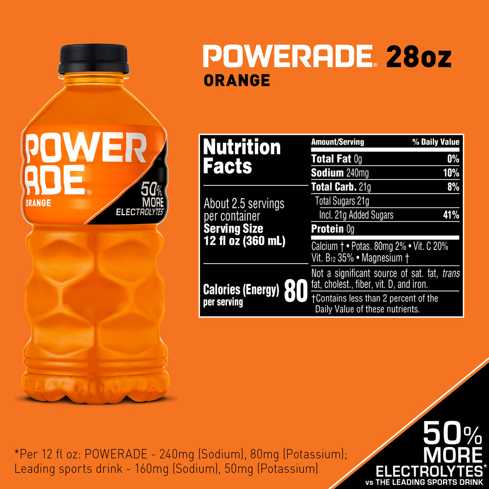 Powerade Orange Sports Drink Nutrition Facts