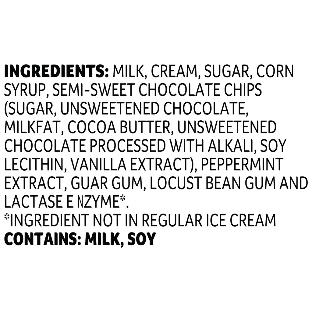 Lactaid Ice Cream, Lactose Free, Mint Chocolate ChipIngredients