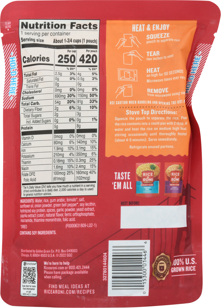 Rice Roni Rice, Spicy Spanish Flavor-Planogram-Back