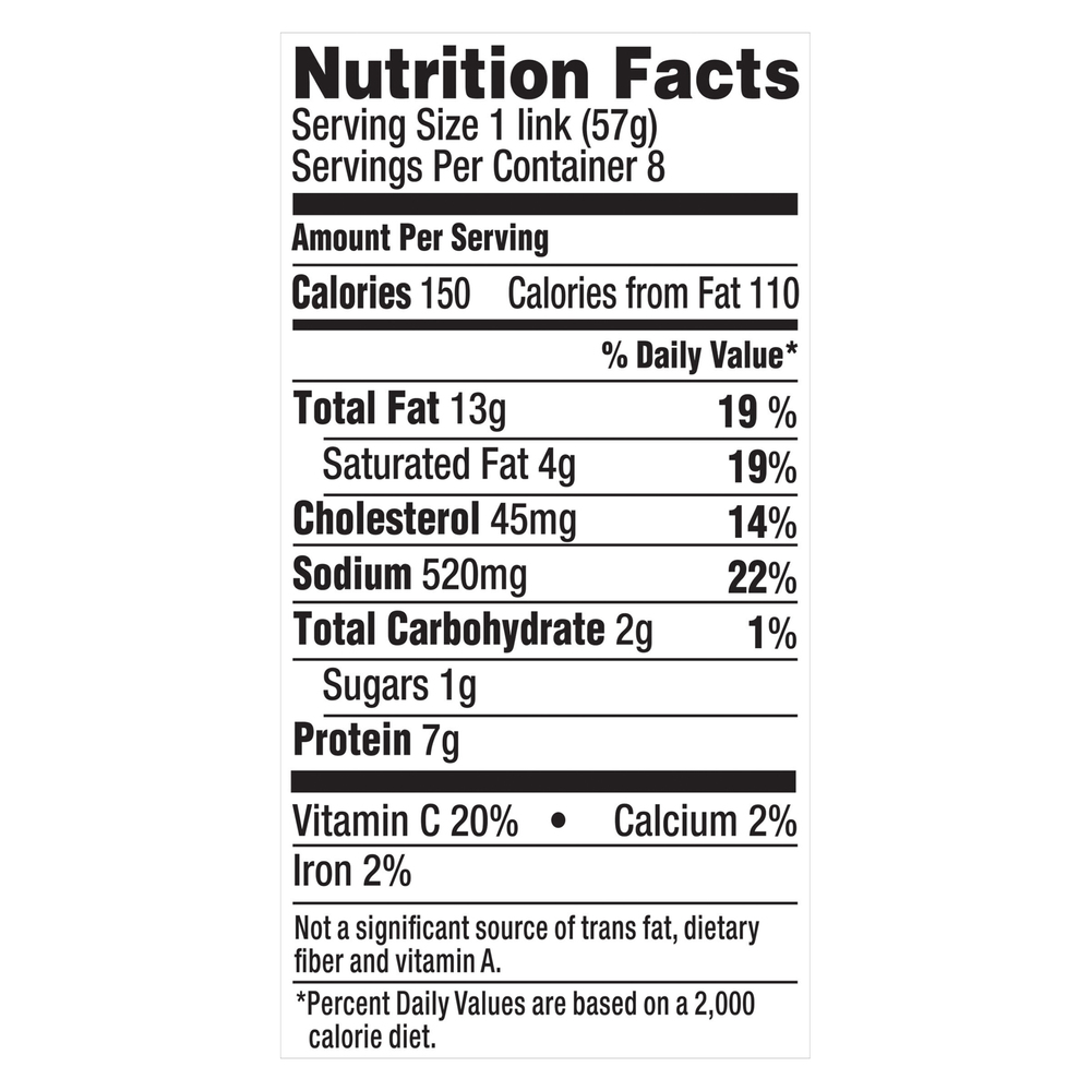 Oscar Mayer Wieners Bun Length Nutrition Facts