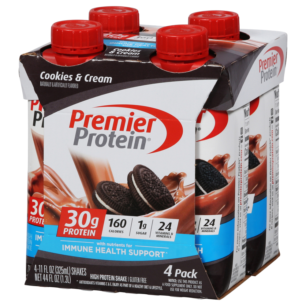 Premier Protein Cookies & Cream High Protein Shake-Front-Right-Elevated