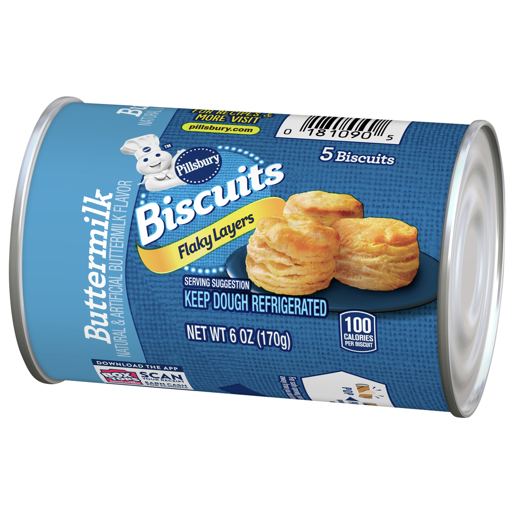 Pillsbury Biscuit, Buttermilk, Flaky LayersFrontRightElevated