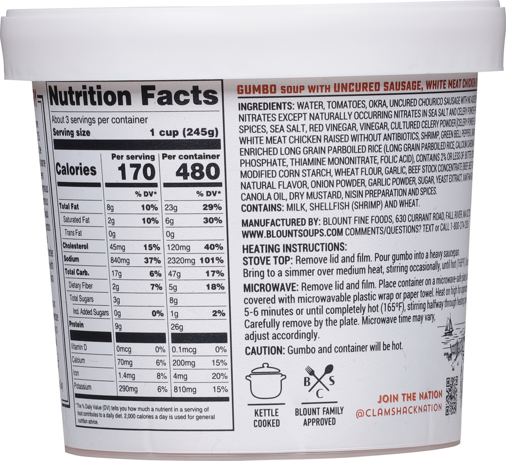 Blount Clam Shack Blount Clam Shack Gumbo With Uncured Sausage, White