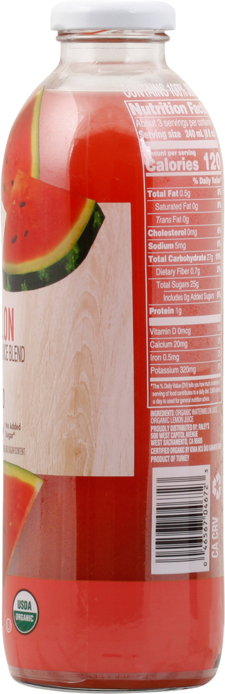 Raley's Juice Blend, Organic, Watermelon and Lemon