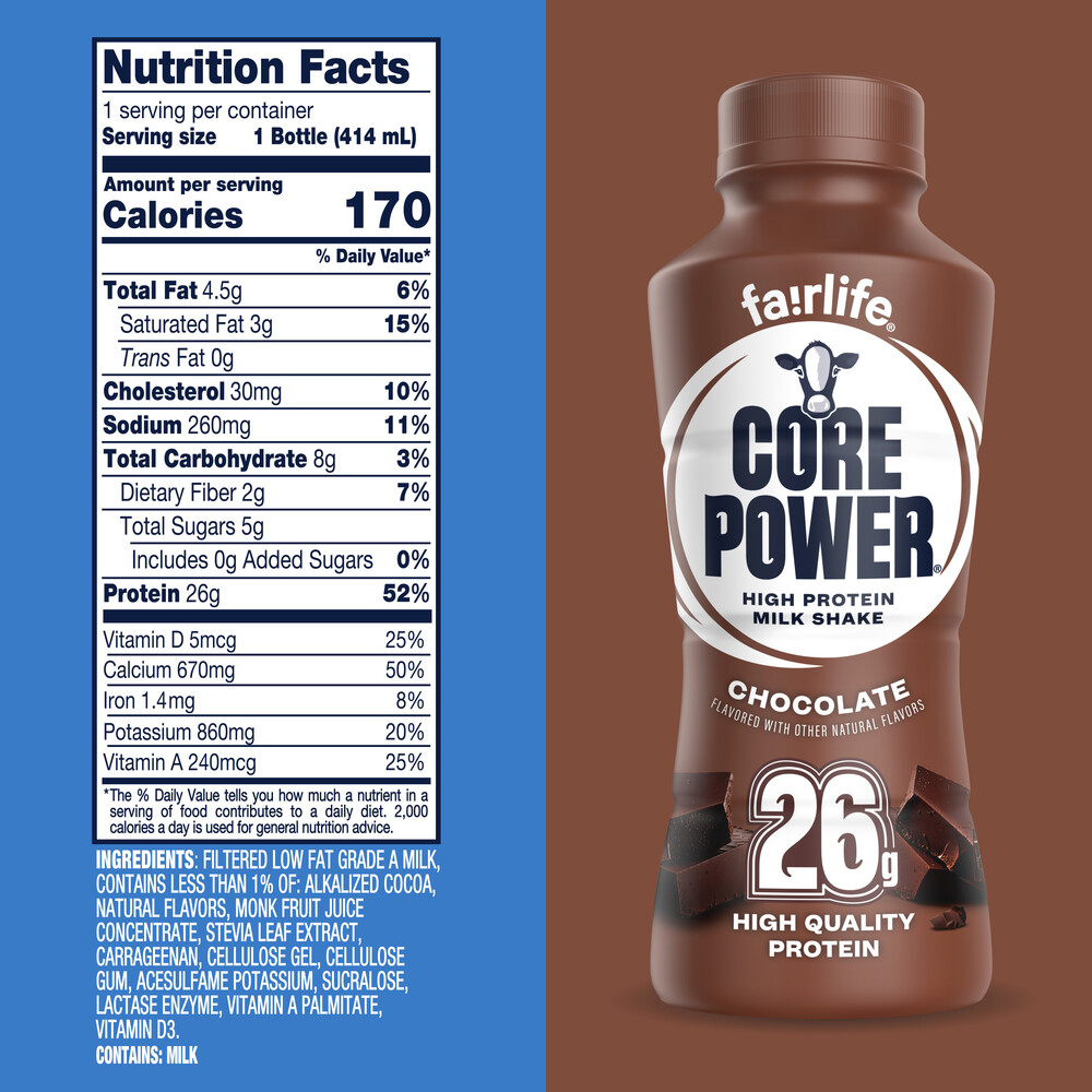 Core Power Chocolate Protein Shake Bottle-Nutrition-Facts