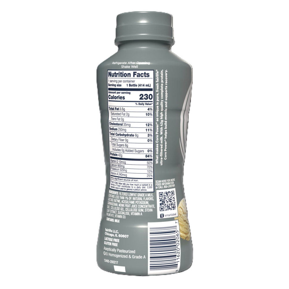 Core Power Vanilla Protein Shake Bottle-Planogram-Back