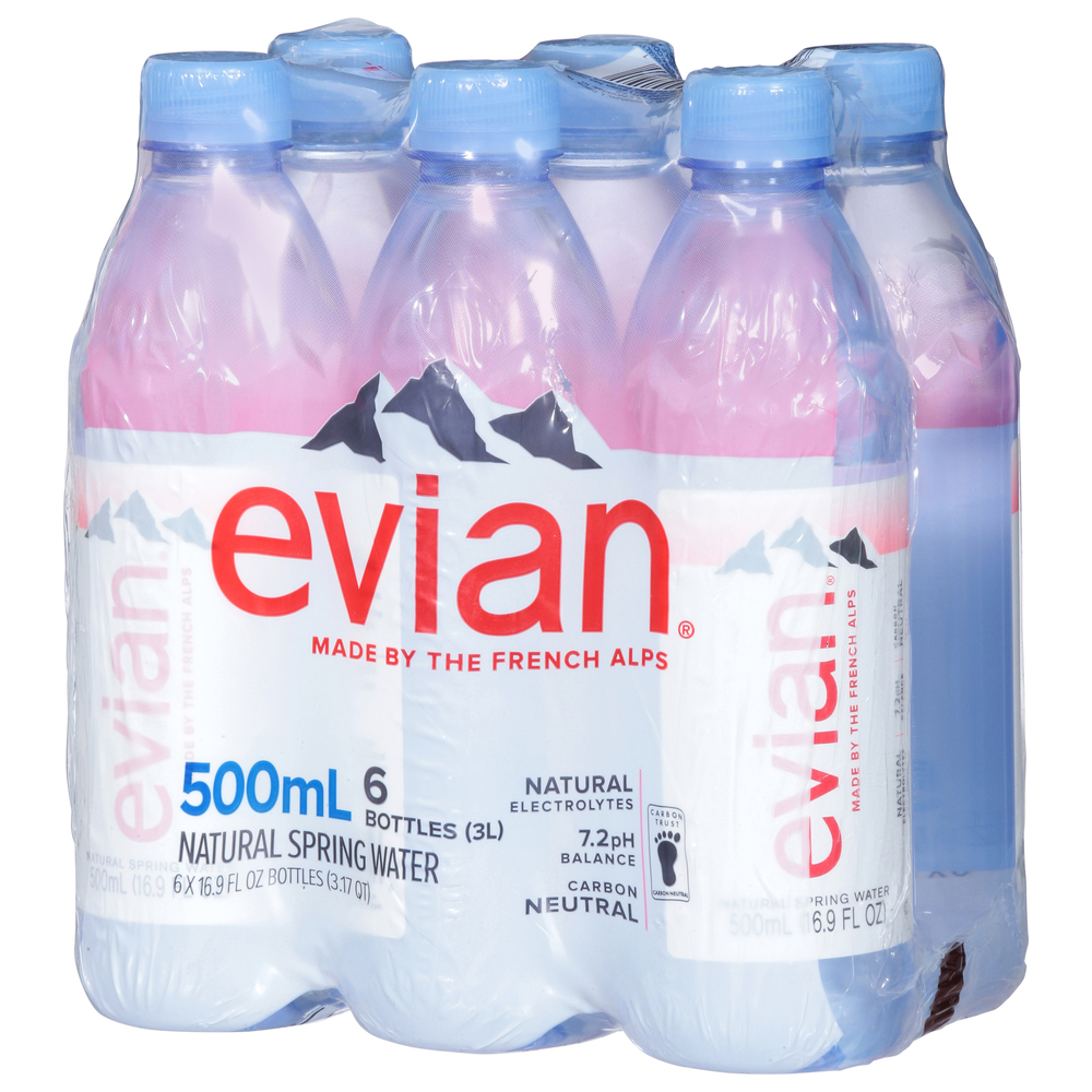 Evian® Natural Spring Bottled Water, 6 bottles / 1 liter - Pay Less Super  Markets