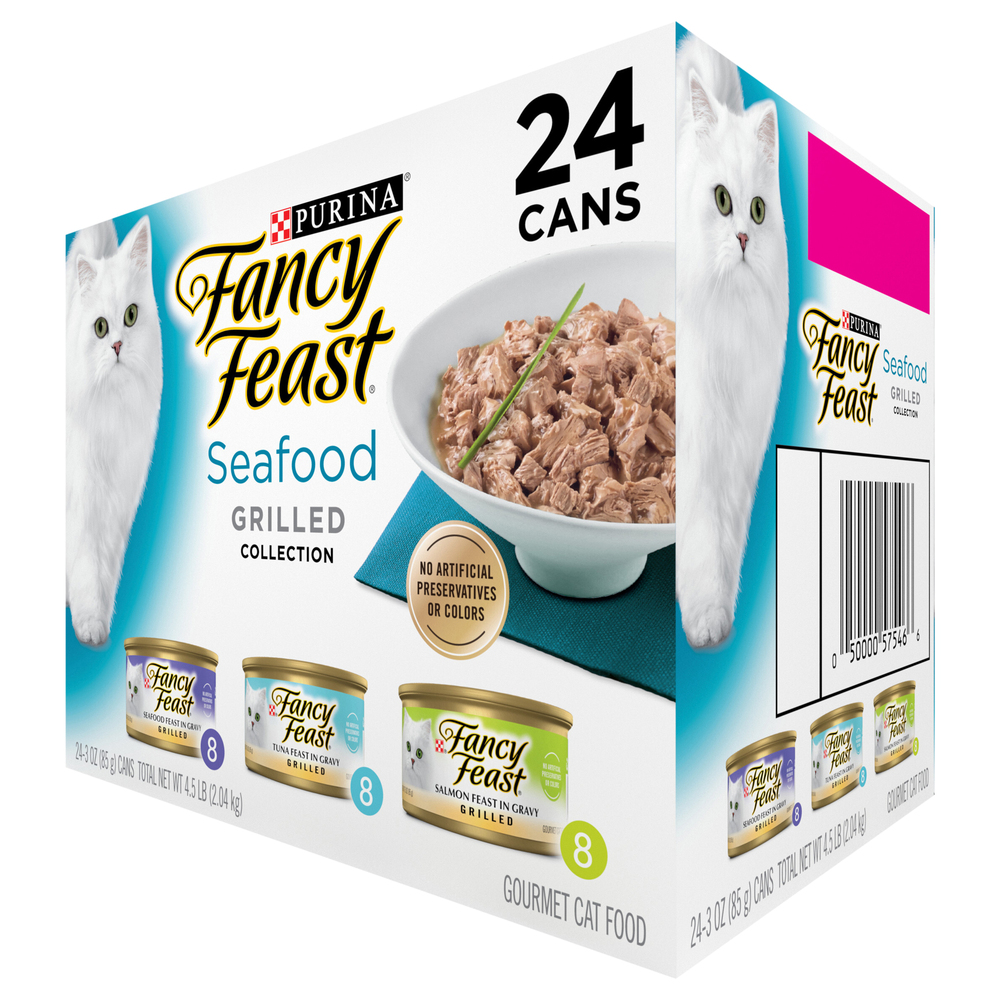 Fancy Feast Cat Food, Gourmet, Seafood, Grilled Collection-Front-Right ...