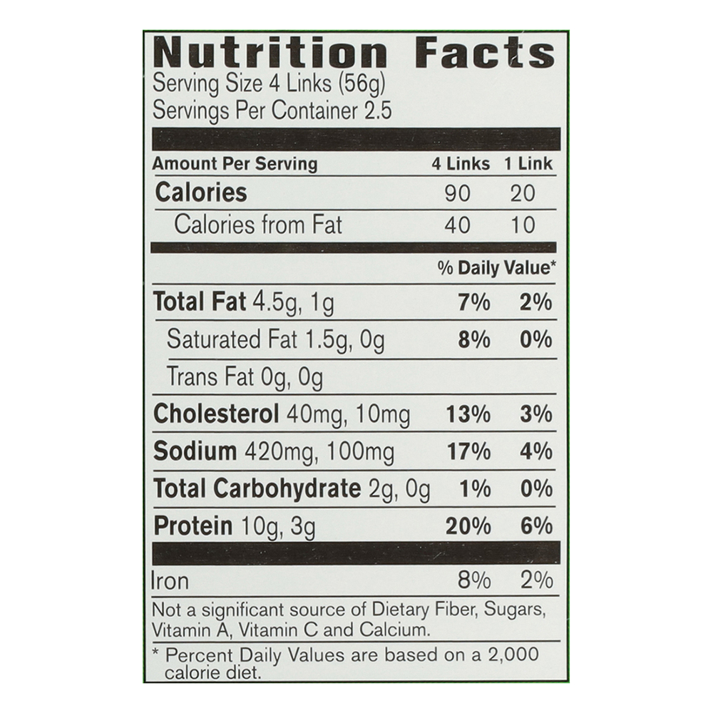 Jones Dairy Farm Sausages Links, Turkey, Golden BrownNutritionFacts