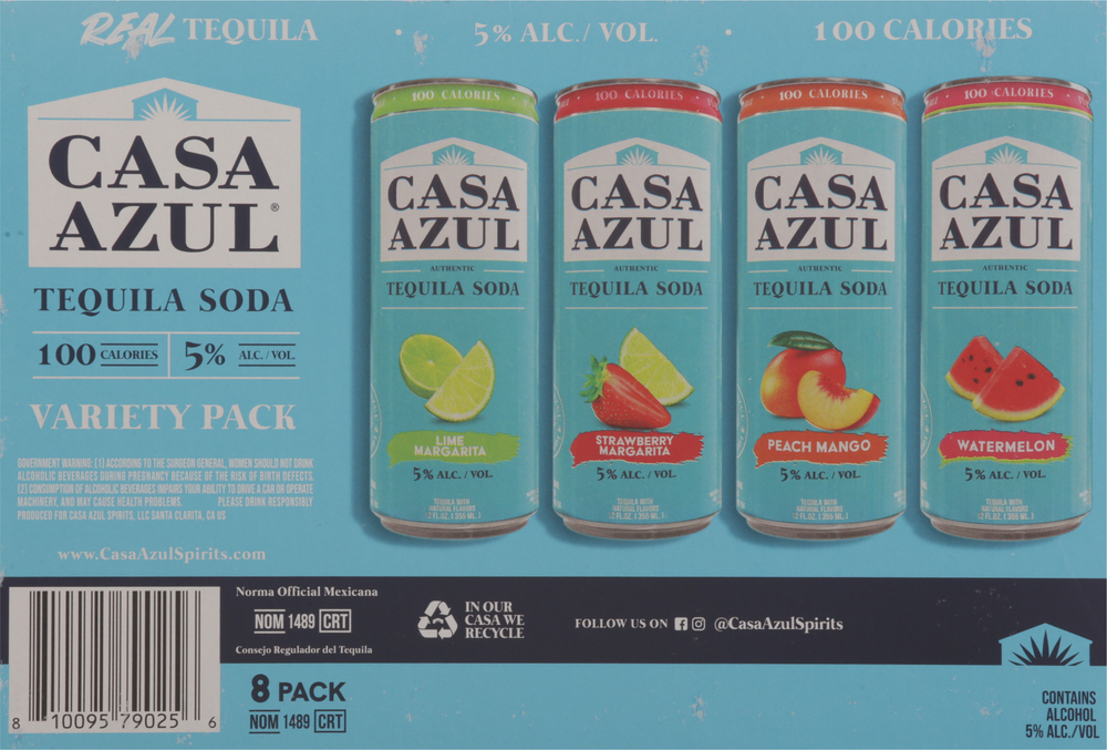 Casa Azul Tequila Soda, Variety Pack, 8 PackPlanogramBack