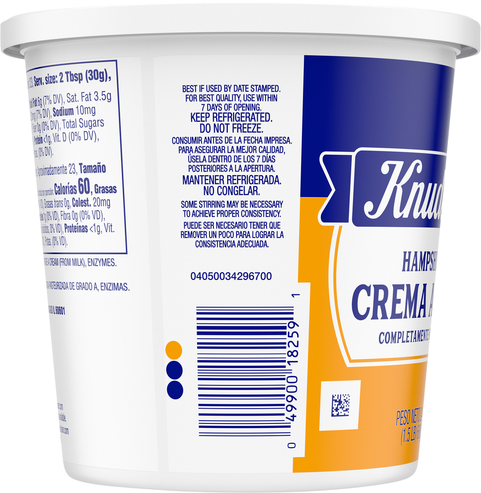 Knudsen Sour Cream, HampshirePlanogramBack