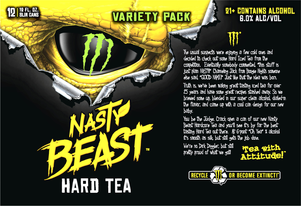 Monster Nasty Beast Tea + Lemonade/Original/Peach Hard Tea