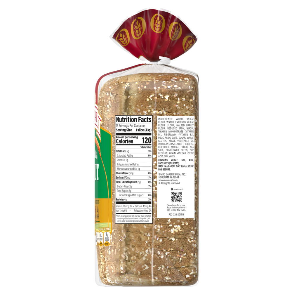 Oroweat Oatnut Oatnut Sliced Multigrain Bread 24 Oz Planogram Right