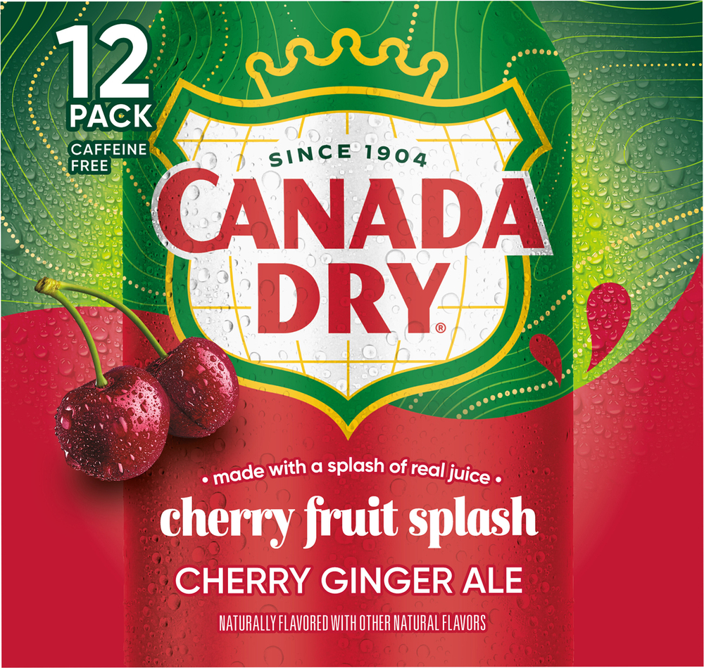 Canada Dry Fruit Splash, Cherry Ginger Ale, Caffeine Free, 12 Pack