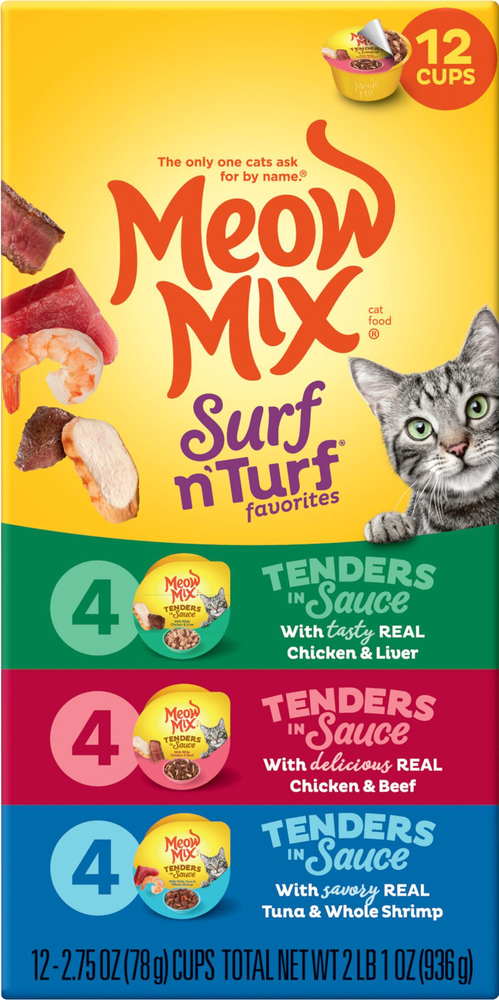 Meow Mix Surf n' Turf Adult Real Chicken & Liver/Real Chicken