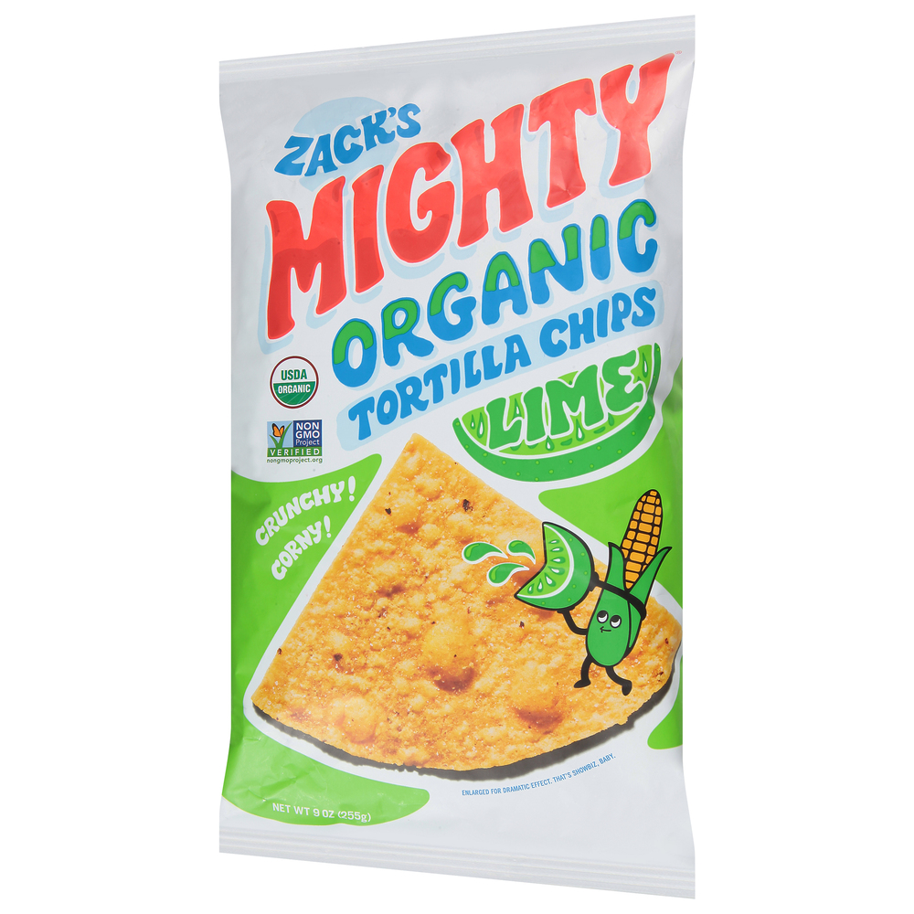 Zack's Mighty Tortilla Chips, Organic, Lime