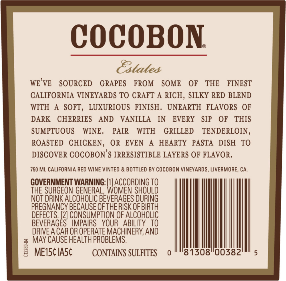 Cocobon Red Blend California WineNutritionFacts