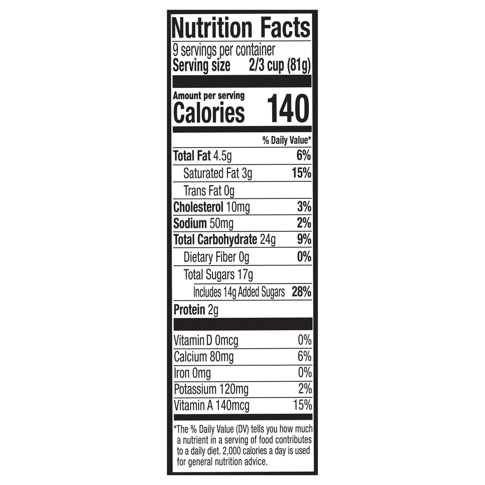 Breyers Frozen Dairy Dessert, Extra Creamy VanillaNutritionFacts