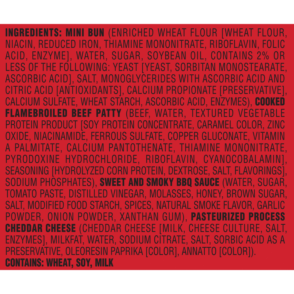 TGI Fridays Cheeseburger Sliders with Sweet & Smoky BBQ SauceIngredients