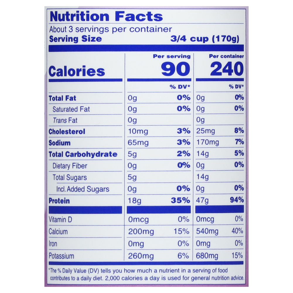 Fage Total Yogurt Greek Nonfat 0 Milkfat Strained Nutrition Facts