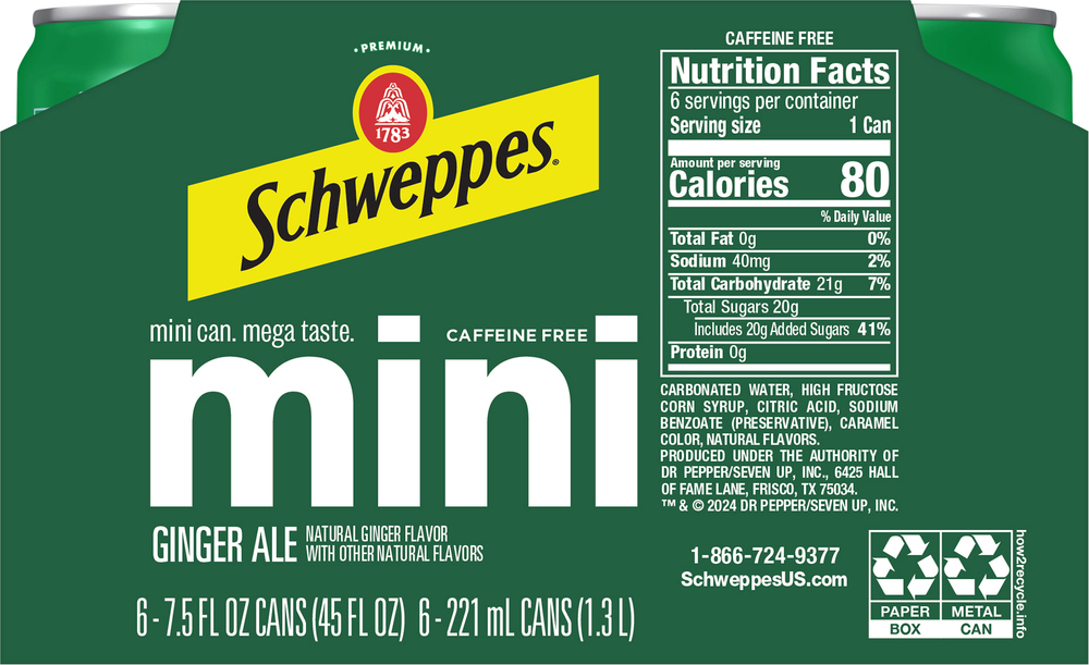 Schweppes Caffeine Free Mini Ginger Ale-Planogram-Back