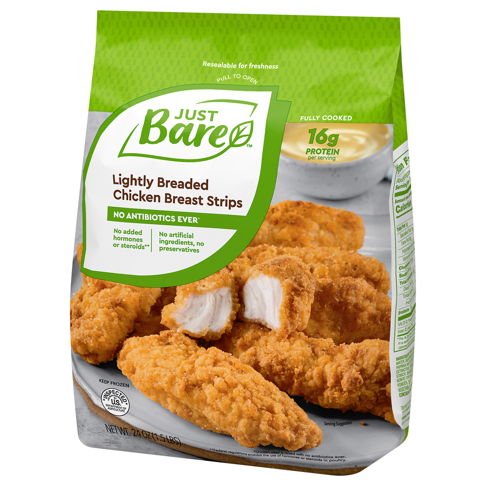 Just Bare® Lightly Breaded Chicken Breast StripsFrontRightElevated