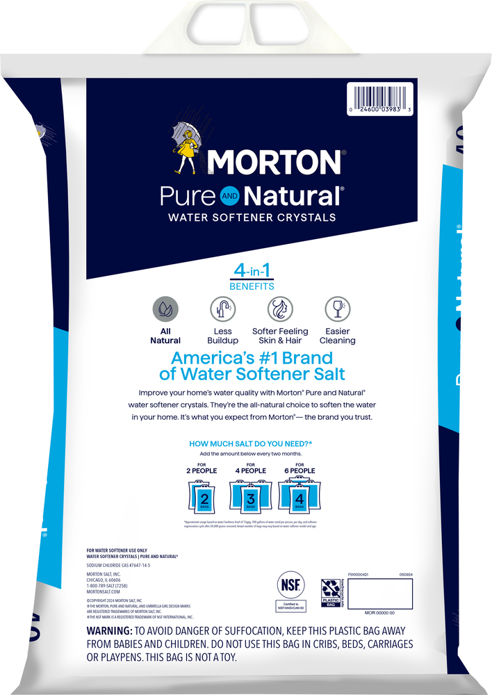 Morton Pure and Natural Water Softener Crystals, 4in1 Benefits