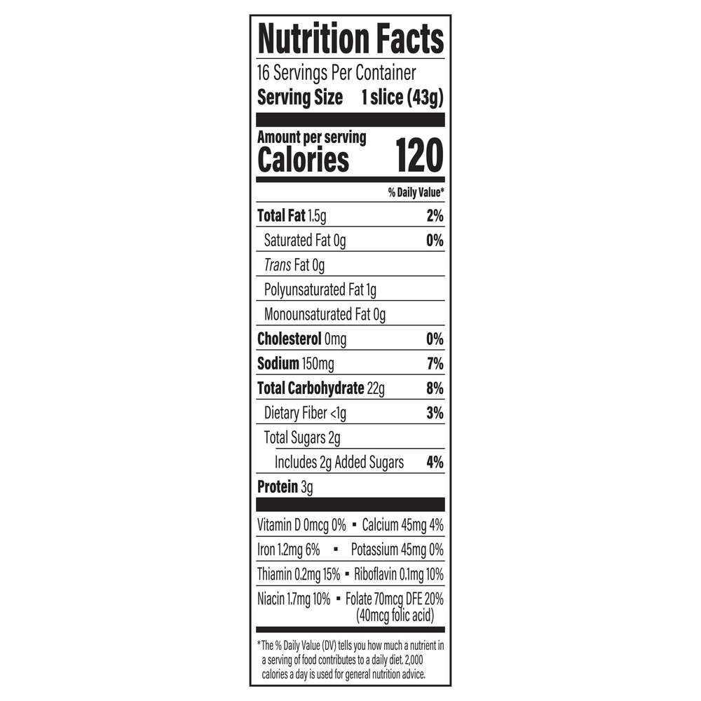 Oroweat Bread, Potato, Country StyleNutritionFacts