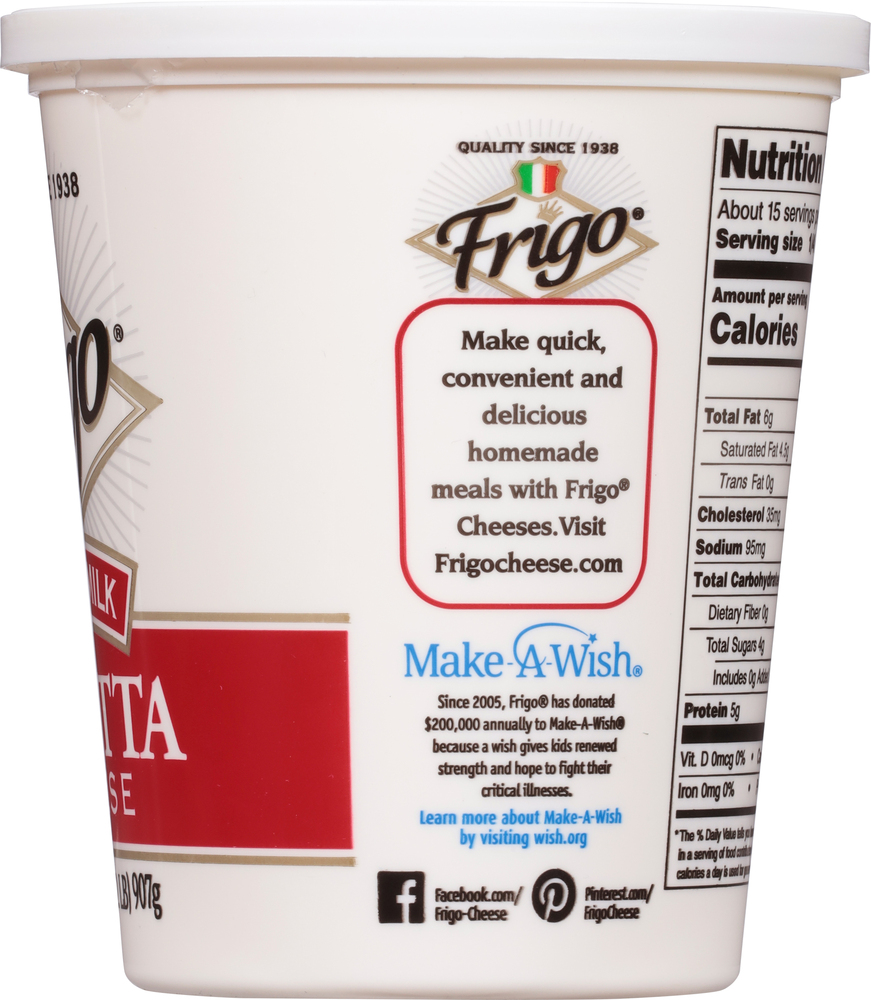 Frigo Ricotta Cheese, Whole Milk