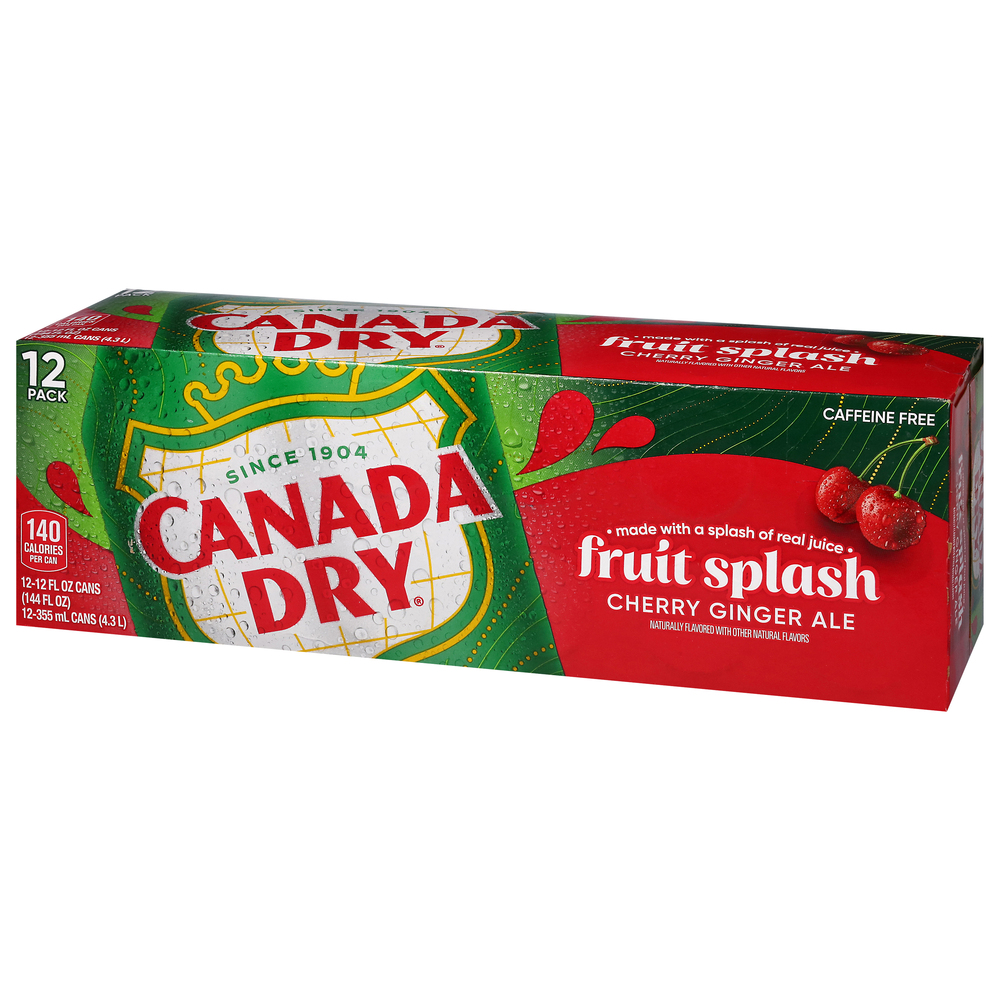 Canada Dry Fruit Splash, Cherry Ginger Ale, Caffeine Free, 12 Pack
