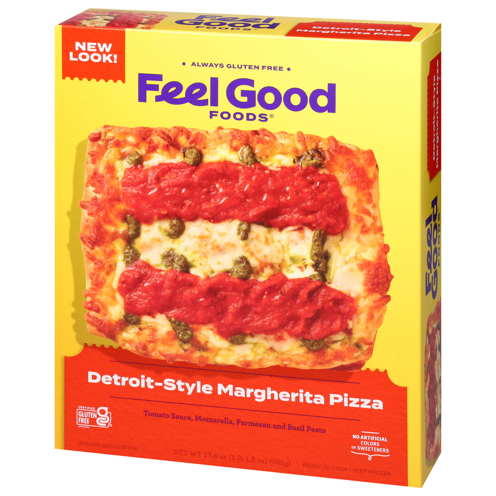 Feel Good Foods Pizza, Detroit-Style, Margherita-Front-Right-Elevated