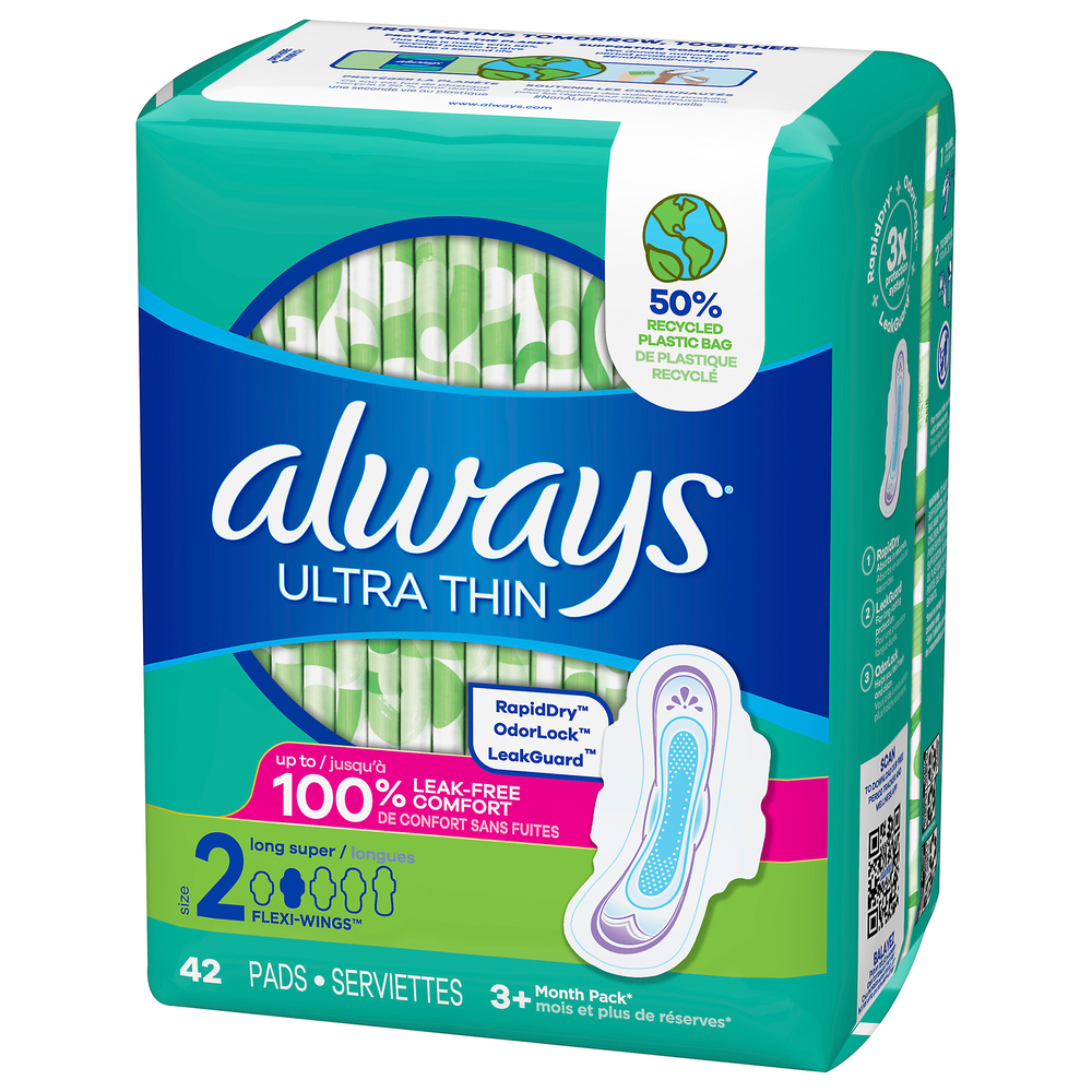 Always Pads, Flexi-Wings, Long Super, Size 2, Ultra Thin, Jumbo Pack