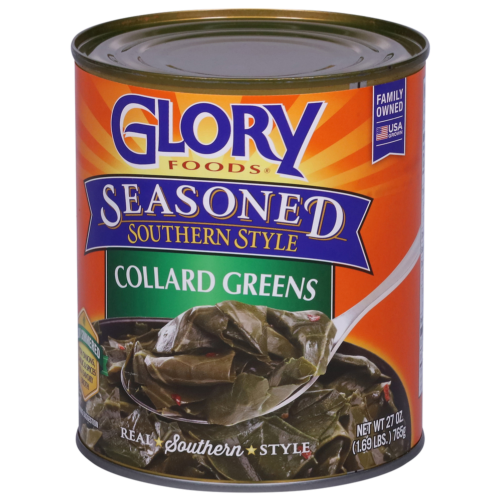 Glory Collard Greens, Southern Style, SeasonedFrontRightElevated