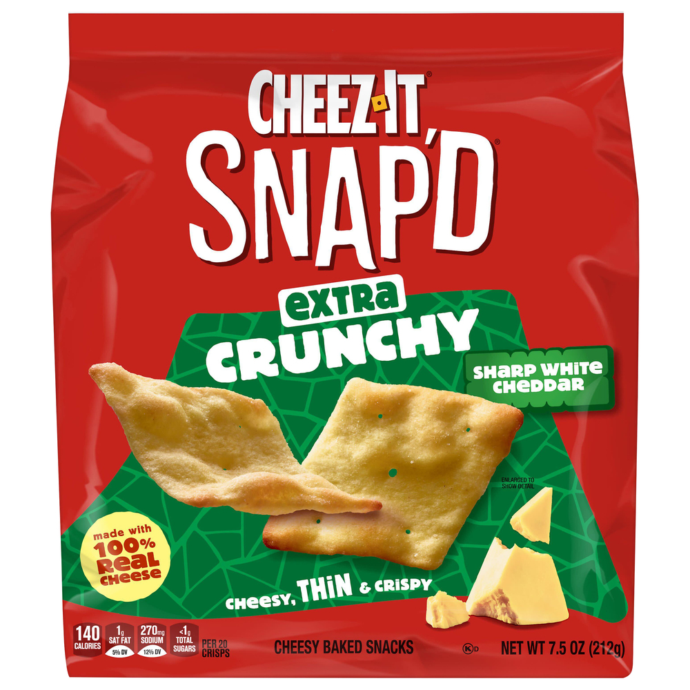 Cheez-It Snap'd Extra Crunchy Sharp White Cheddar Cheesy Baked Snacks