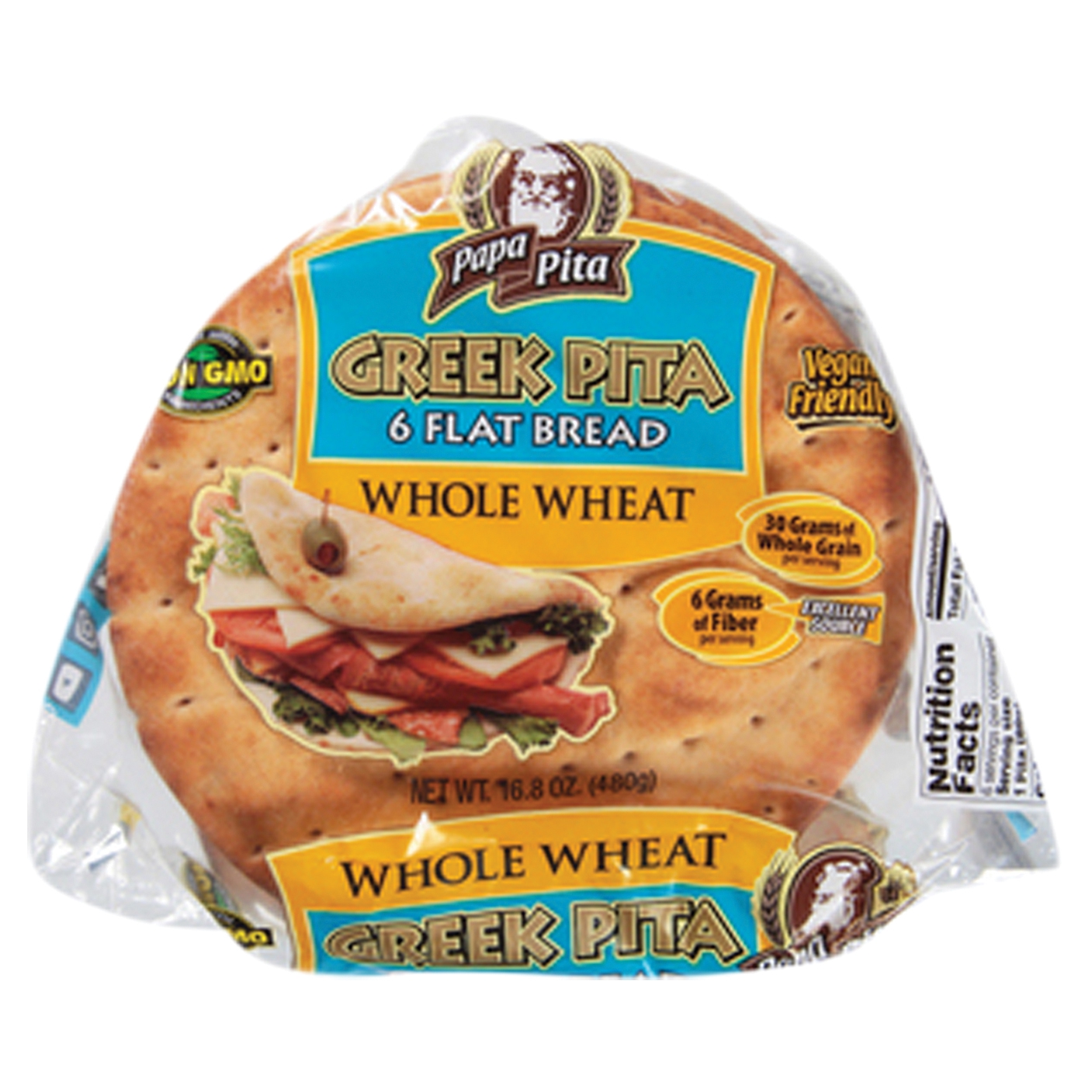 Papas Flat Bread, Greek Pita, 100% Whole Wheat-Main