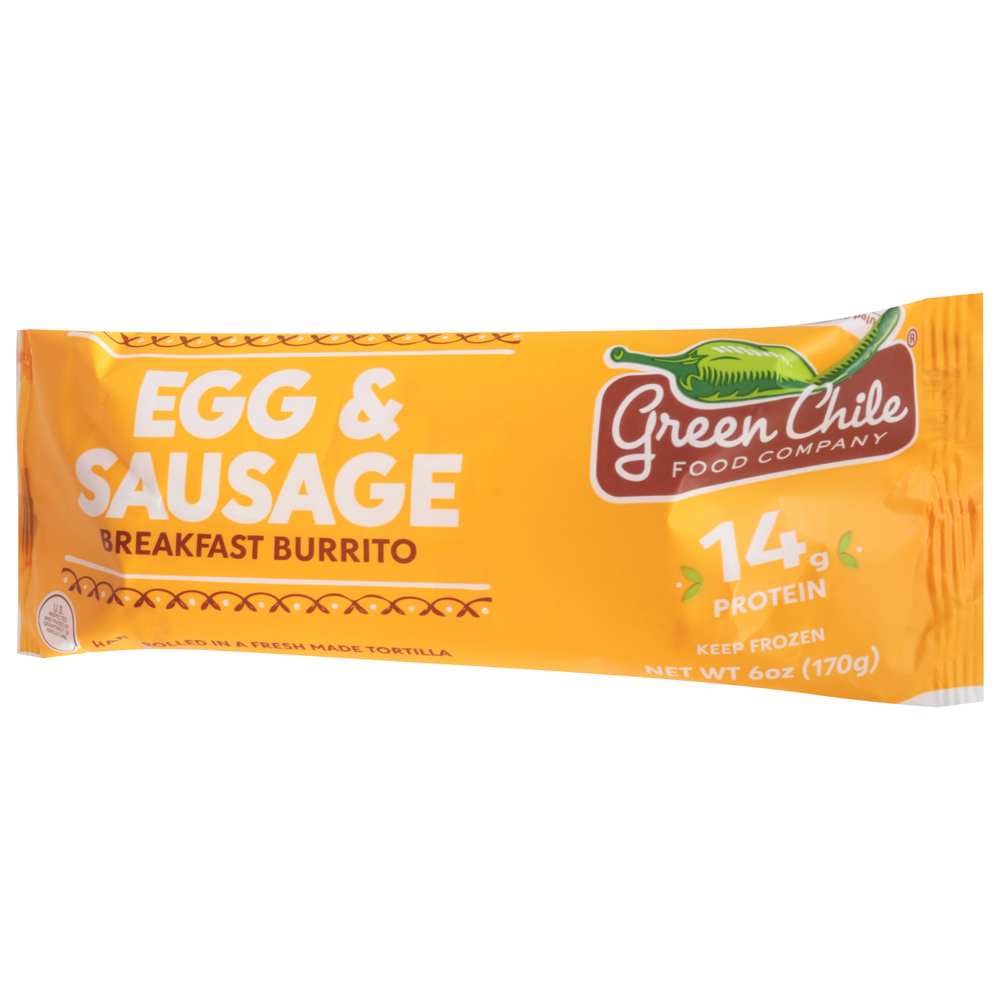 Green Chile Food Company Breakfast Burrito, Egg & SausageFrontRight